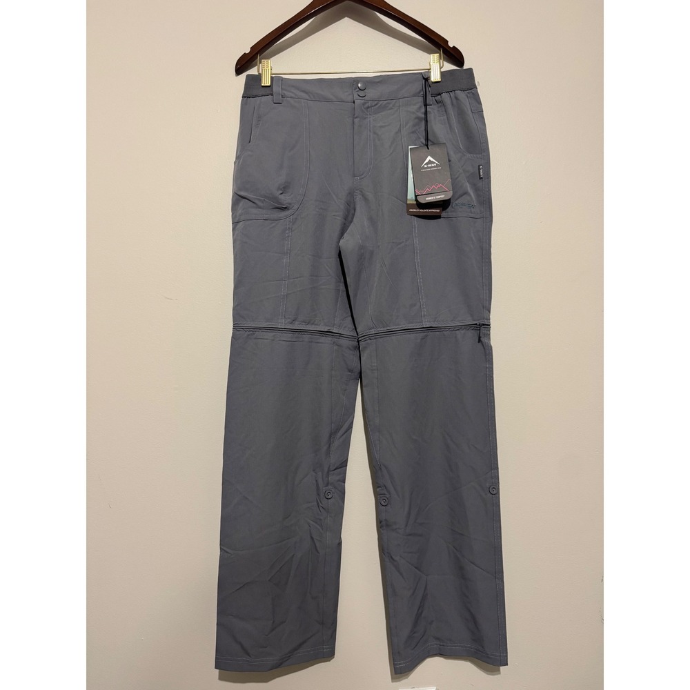 K-Way Womens Tempest Convertible Hiking Pants Grey UPF 50 Zip Off Size 14 NWT